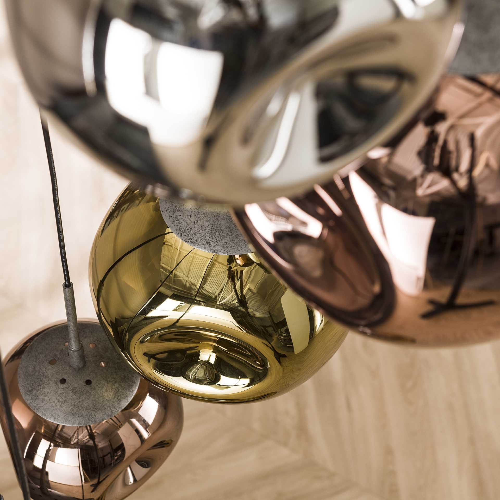 LifestyleFurn Hanglamp 'Yair' 7-lamps Getrapt, kleur Oud Zilver