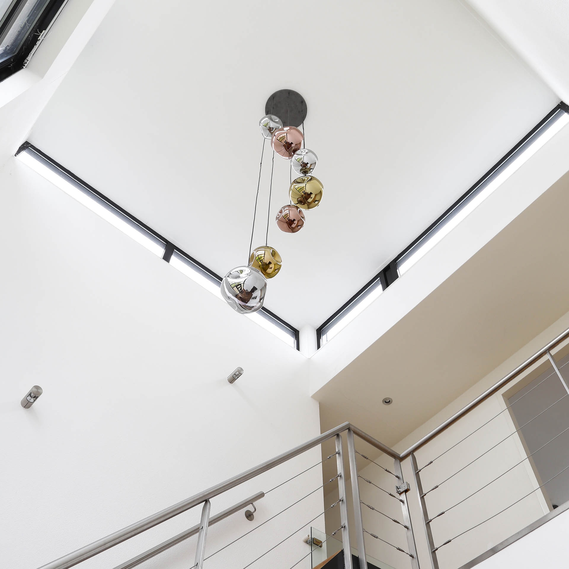 LifestyleFurn Hanglamp 'Yair' 7-lamps Getrapt, kleur Oud Zilver