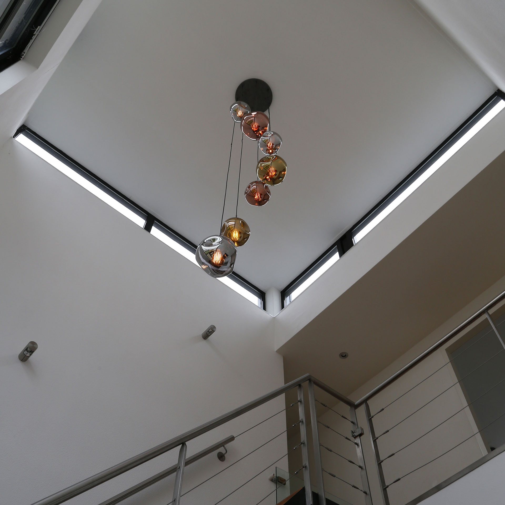 LifestyleFurn Hanglamp 'Yair' 7-lamps Getrapt, kleur Oud Zilver