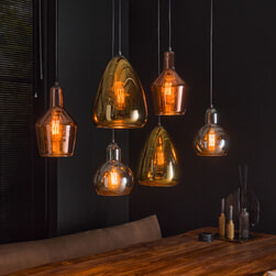 LifestyleFurn Hanglamp 'Missy' 6-lamps, Kleur Koper, Chroom en Goud