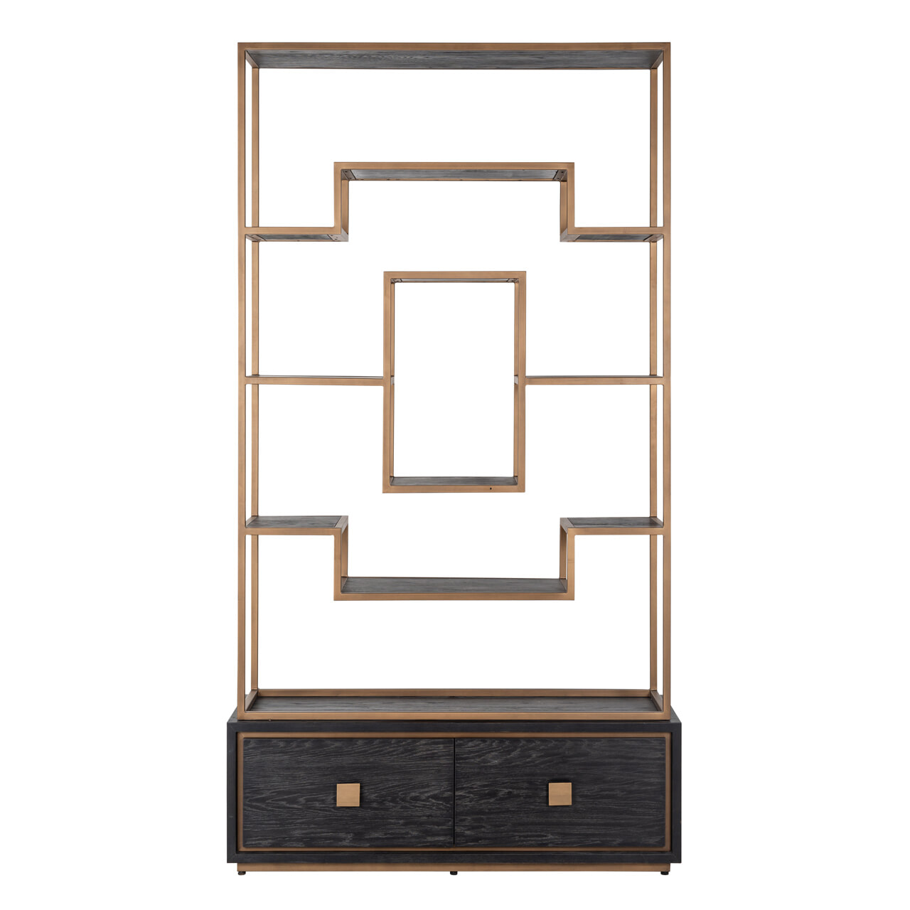 Richmond Wandkast 'Hunter' Eiken, kleur Zwart / Goud