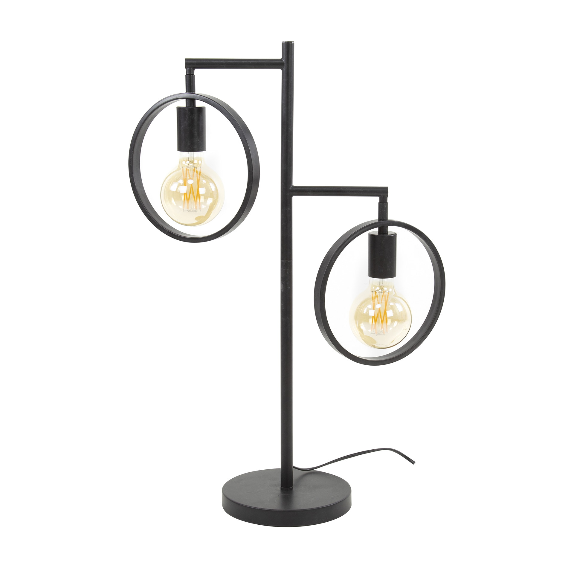 LifestyleFurn Tafellamp 'Holley' 2-lamps, Ø22cm, kleur Charcoal