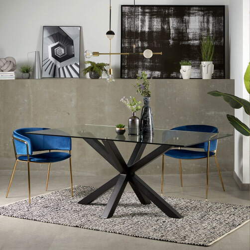 niet voldoende Vergadering verkiezen Kave Home glazen eettafel Argo met wit onderstel, 160 x 90cm - LaForma Arya  - C435C07 • Sohome