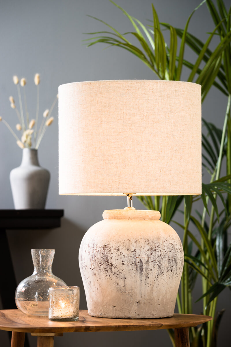 Light & Living Tafellamp 'Etna' Keramiek, 40cm, kleur Antiek Grijs (excl. kap)
