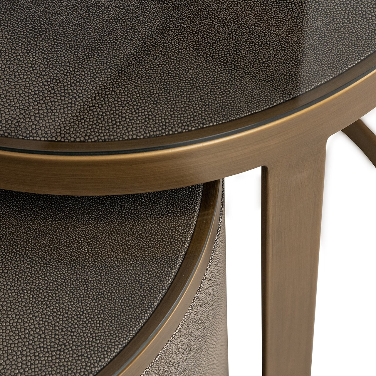 Richmond Bijzettafel 'Bloomville' Lederlook en glas, Set van 2 stuks