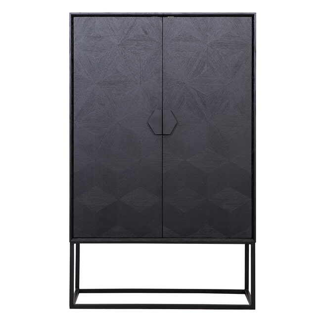Richmond Opbergkast 'Blax' 110 x 175cm, Eikenhout en staal, kleur zwart