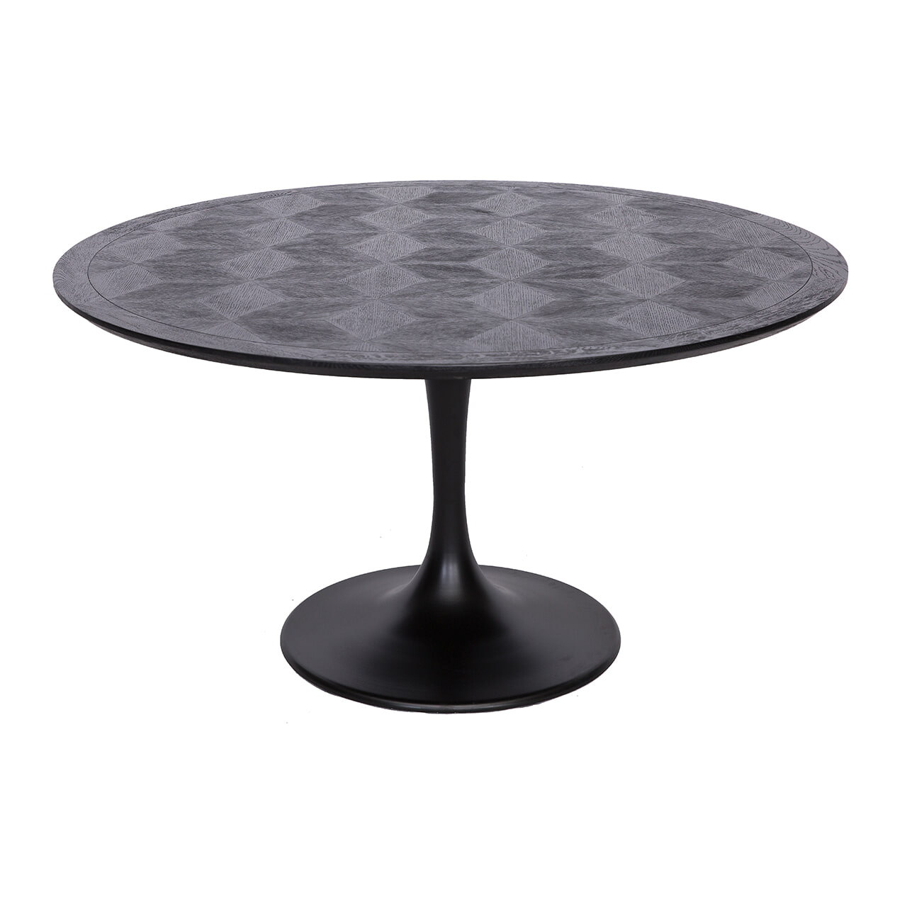 Richmond Ronde Eettafel 'Blax' Ø140cm, Eikenhout en staal, kleur zwart