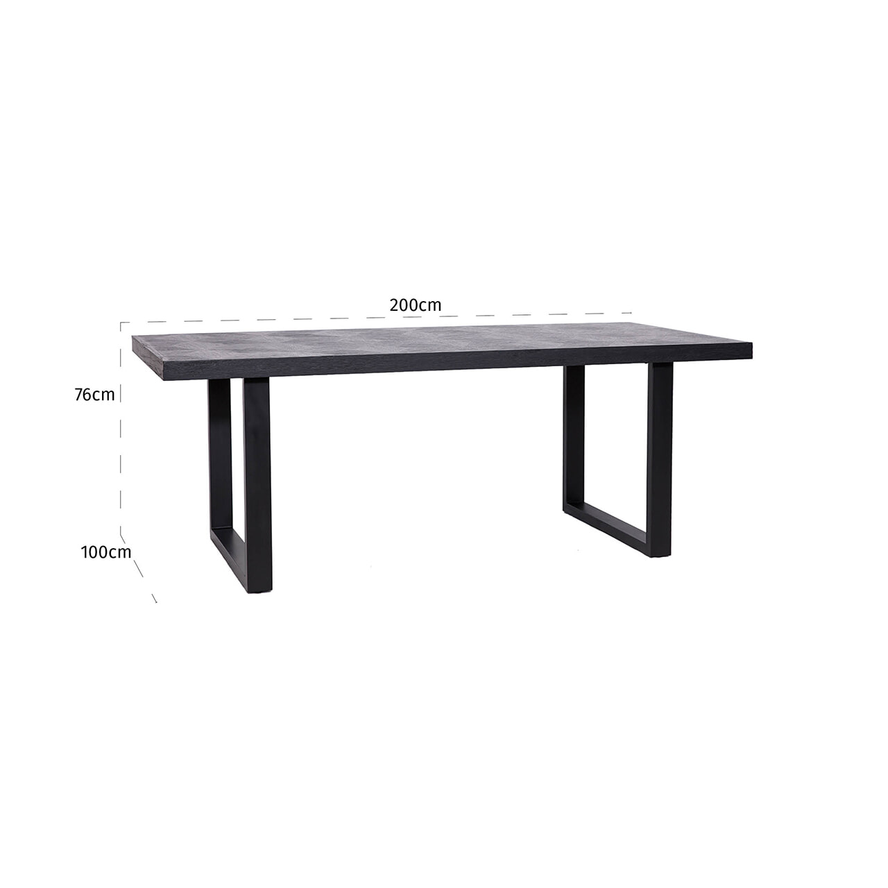 Richmond Eettafel 'Blax' 200 x 100cm, Zwart Eikenhout, kleur zwart