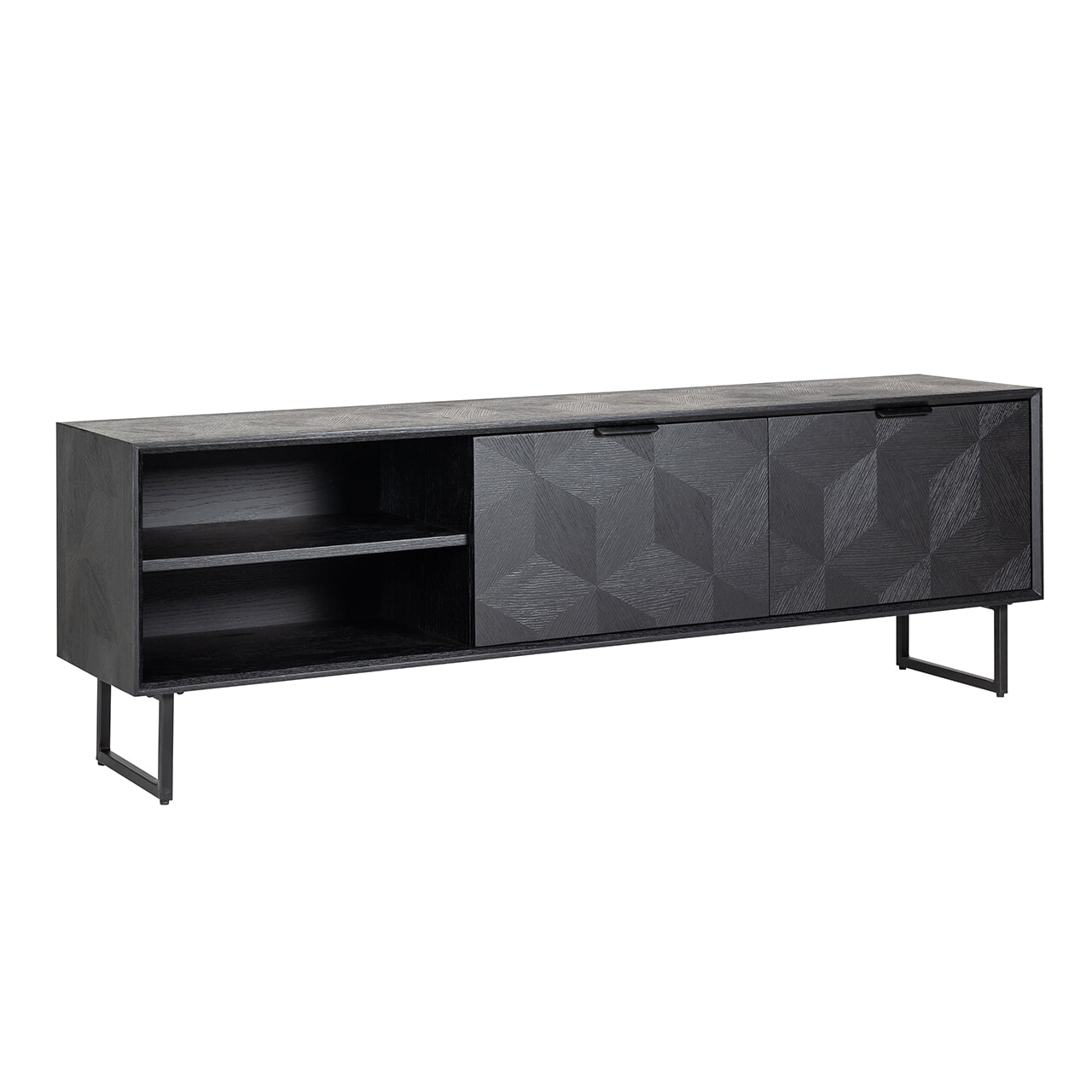 Richmond TV-meubel Blax 180cm, Eikenhout en staal - zwart
