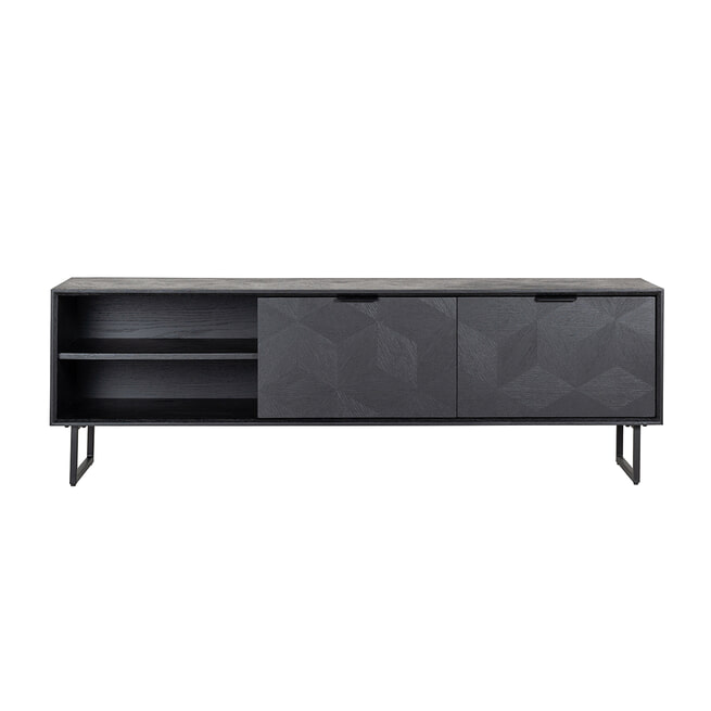 Richmond TV-meubel 'Blax' 180cm, Eikenhout en staal, kleur zwart