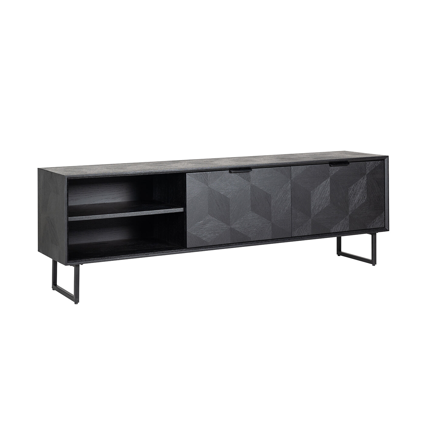 Richmond TV-meubel Blax 180cm, Eikenhout en staal - zwart