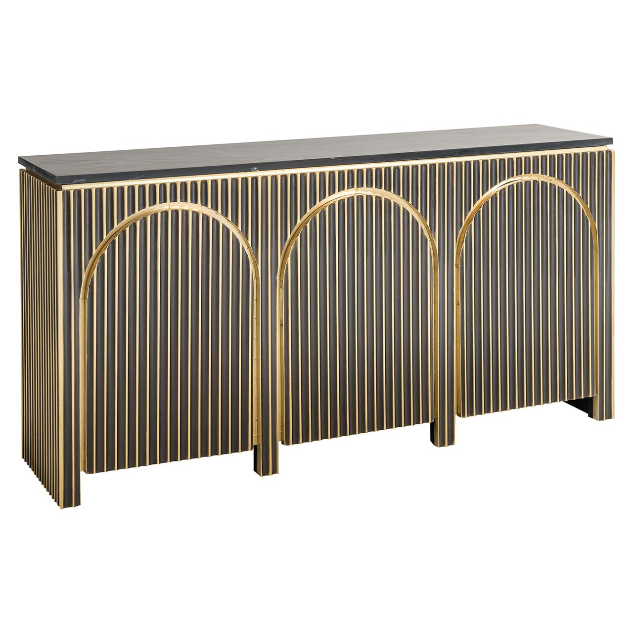 Richmond Dressoir Les Arcs Brass en marmer, 160cm - Brushed gold