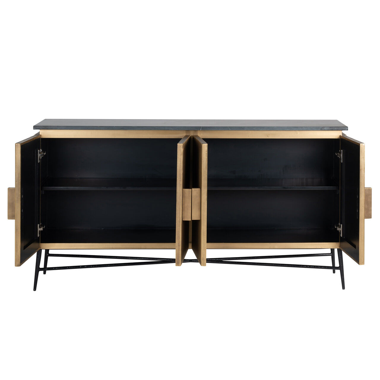 Richmond Dressoir 'Ironville' 160cm, kleur goud / zwart marmer