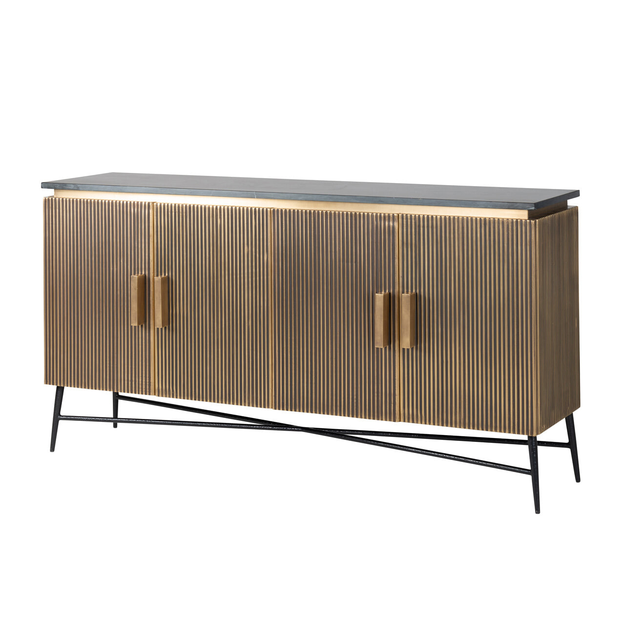 Richmond Dressoir 'Ironville' 160cm, kleur goud / zwart marmer