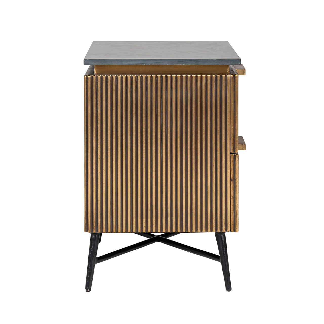 Richmond Nachtkastje 'Ironville', kleur goud / zwart marmer