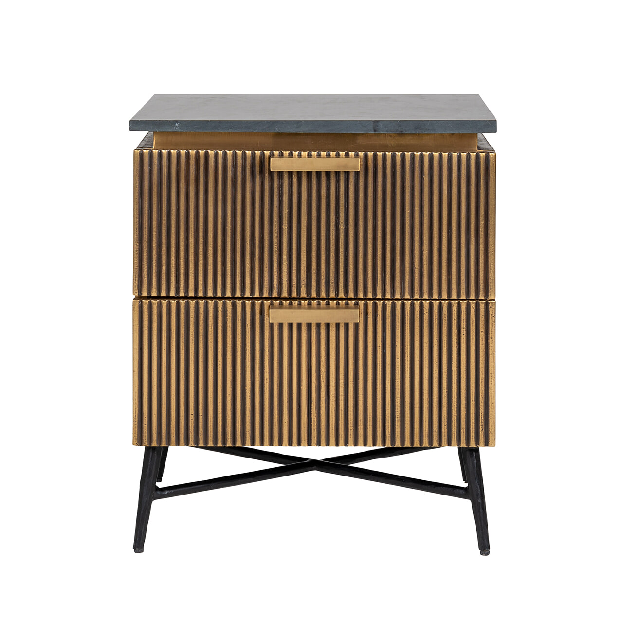 Richmond Nachtkastje 'Ironville', kleur goud / zwart marmer