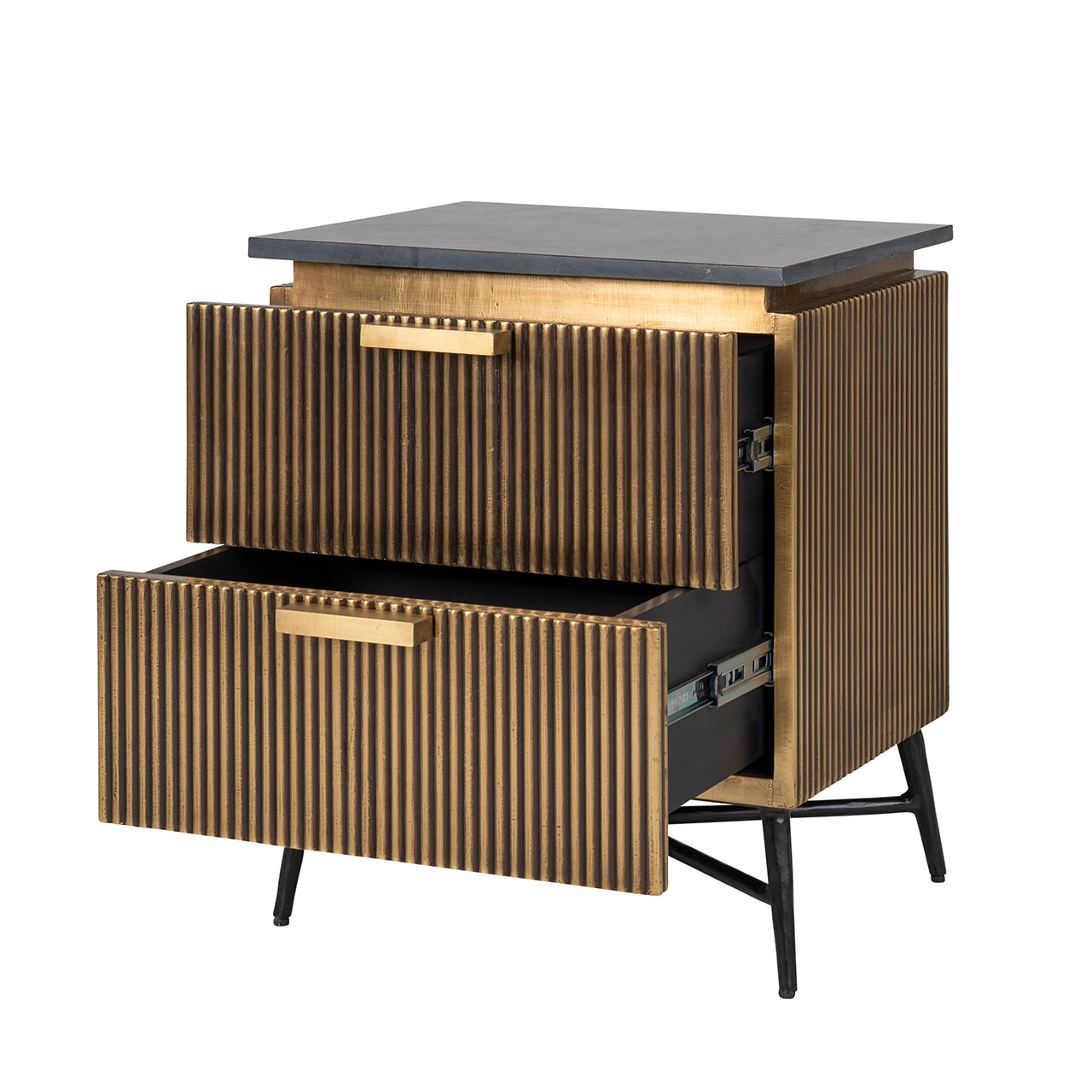Richmond Nachtkastje 'Ironville', kleur goud / zwart marmer