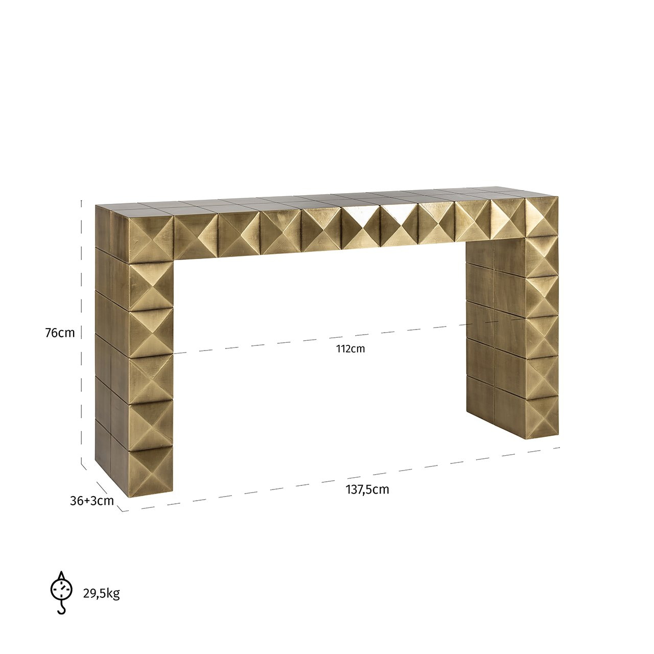 Richmond Sidetable 'Collada' 137.5 x 36cm, kleur Brushed Gold