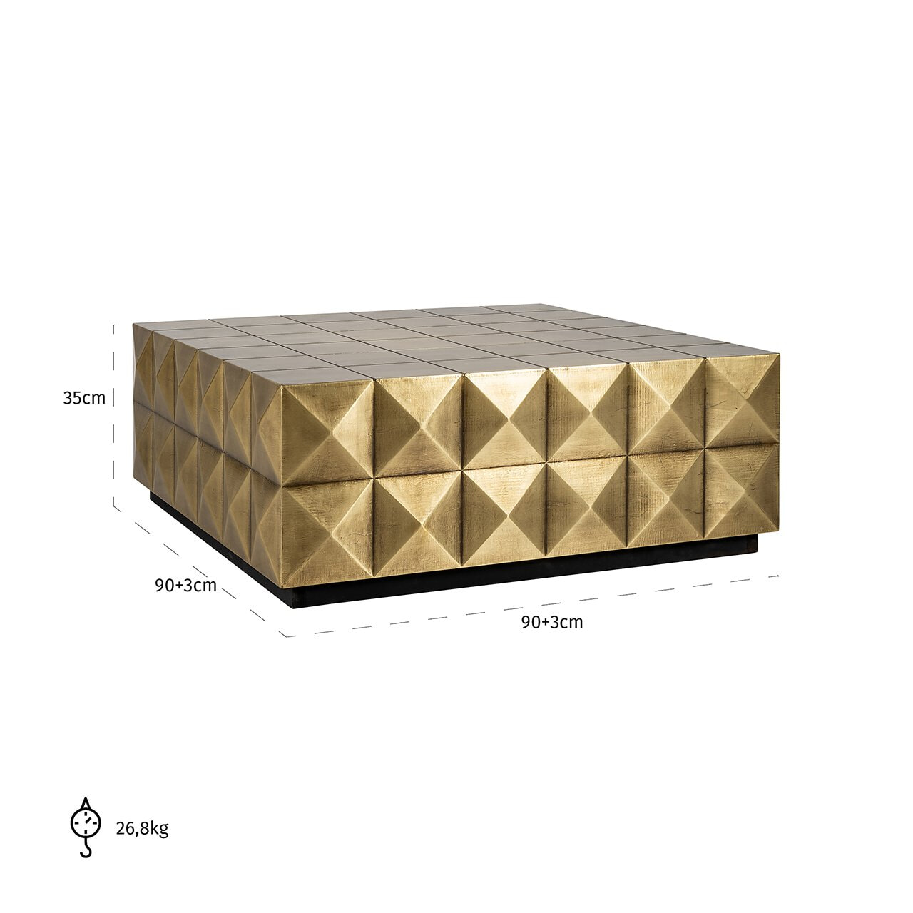 Richmond Salontafel 'Collada' 90cm, kleur Brushed Gold