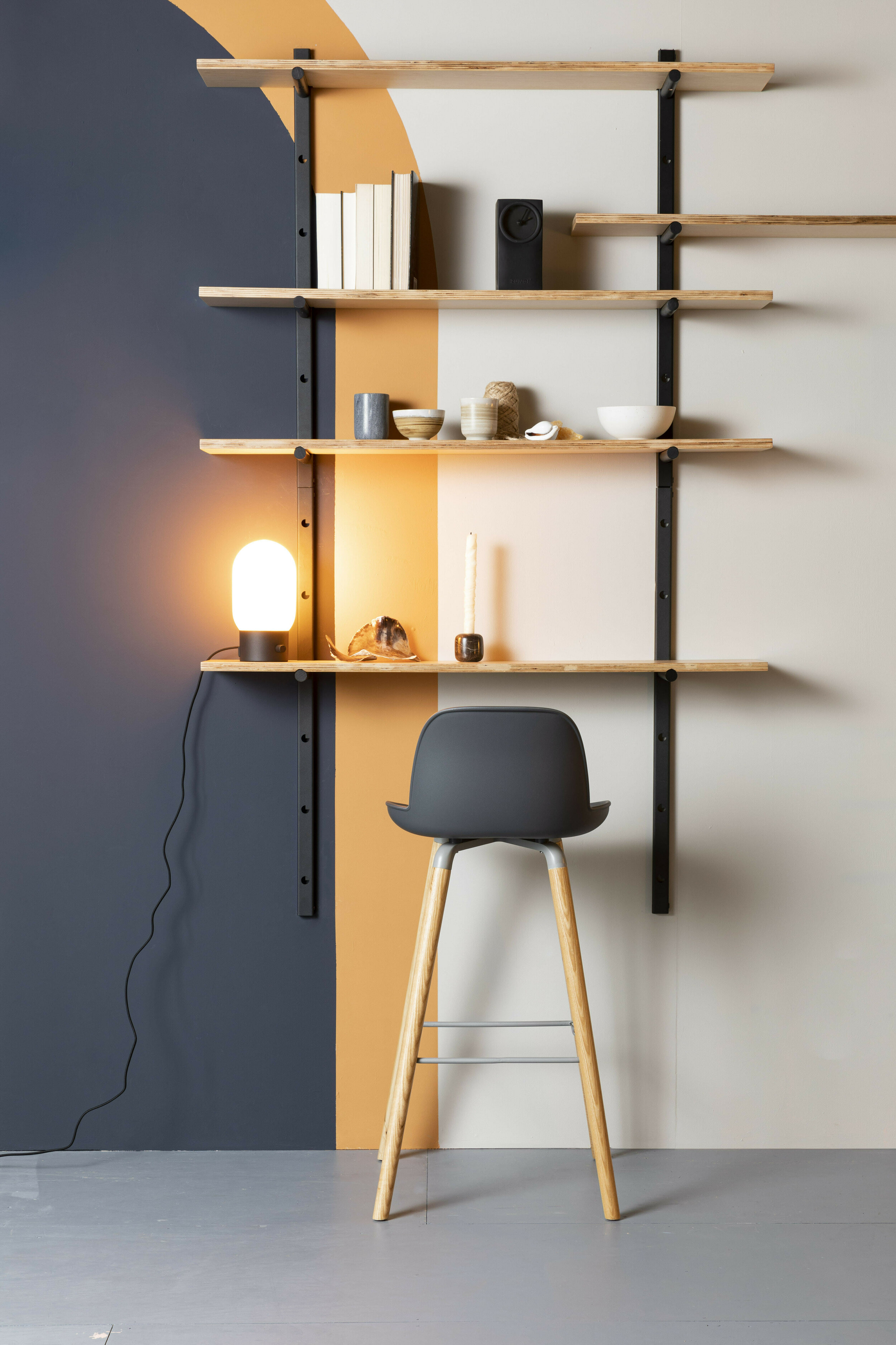 Zuiver Wandplank 'Bundy' Met 3 planken, kleur Naturel/Zwart