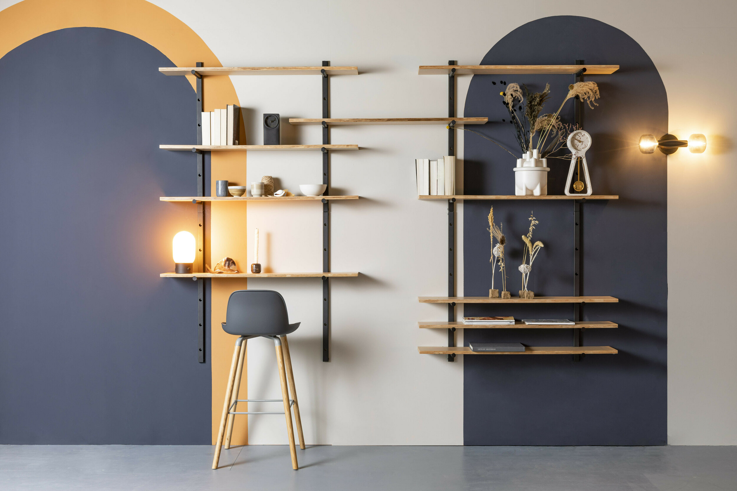 Zuiver Wandplank 'Bundy' Met 3 planken, kleur Naturel/Zwart