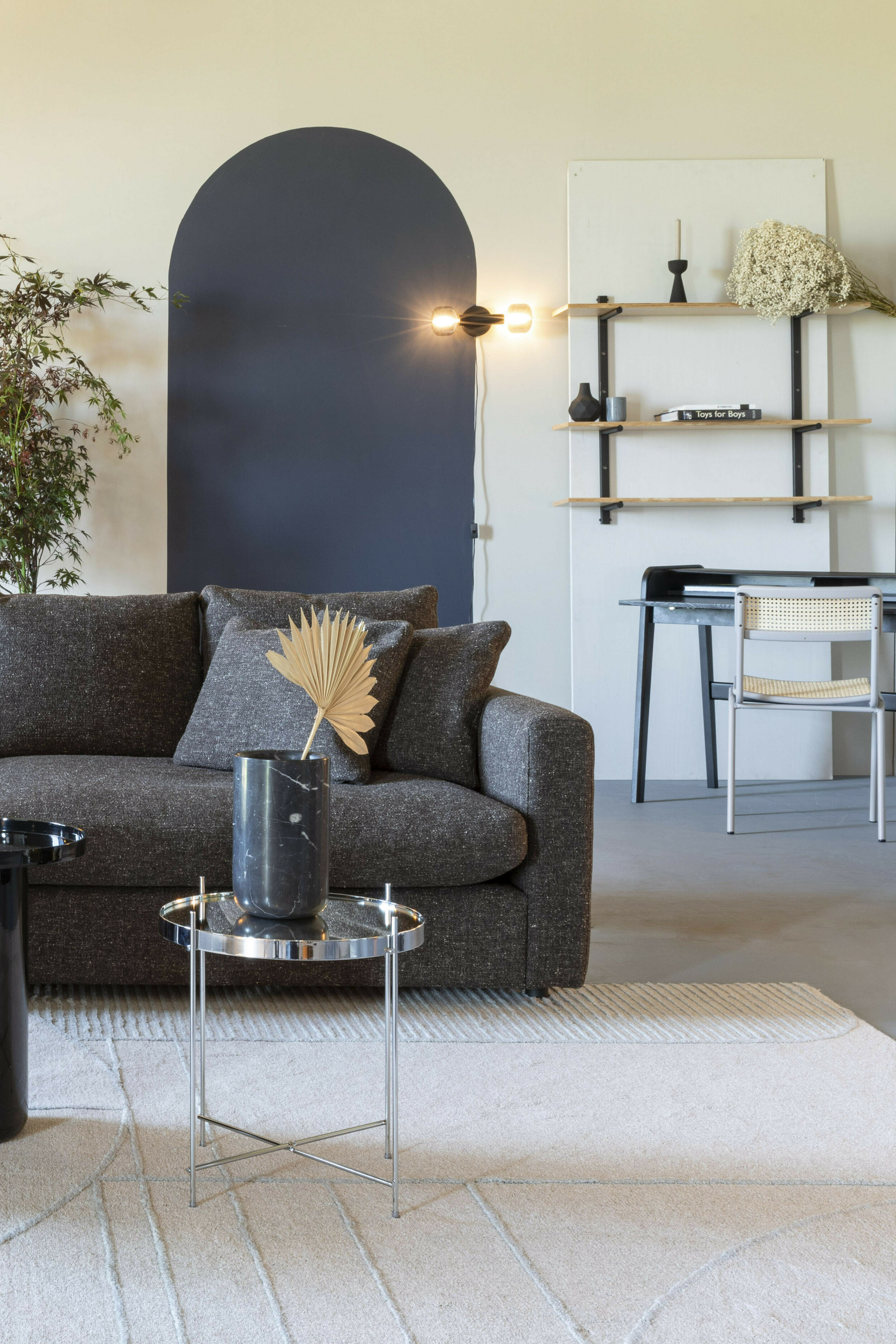 Zuiver Wandplank 'Bundy' Met 3 planken, kleur Naturel/Zwart