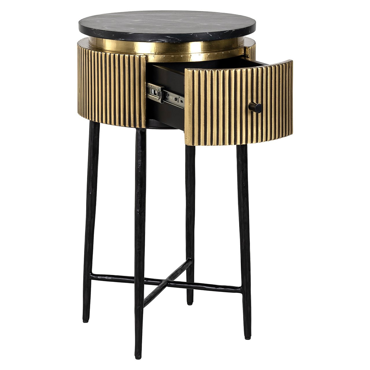 Richmond Bijzettafel/Nachtkastje 'Ironville' Marmer en Brass, 40cm