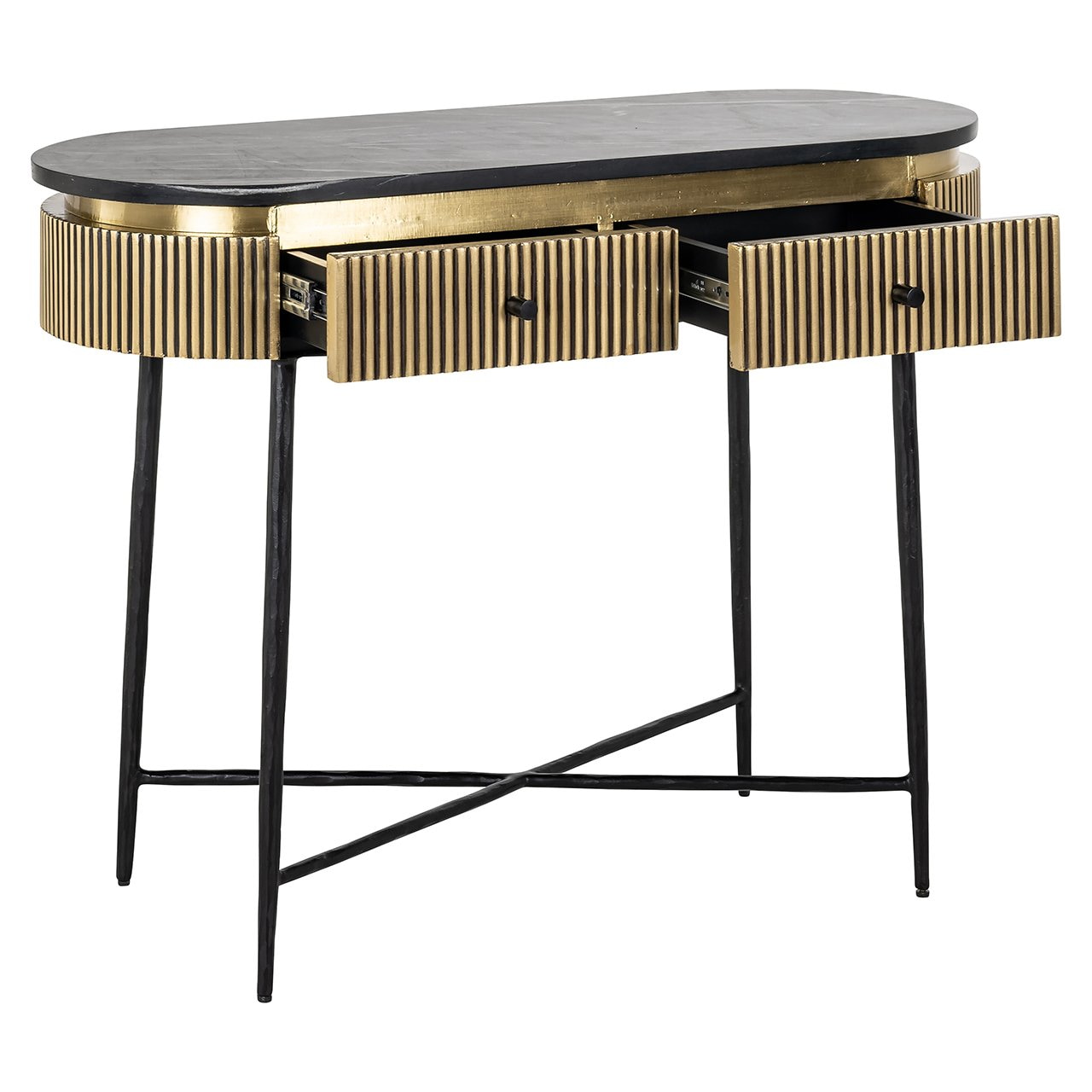 Richmond Sidetable 'Ironville' Marmer en Brass, 100cm