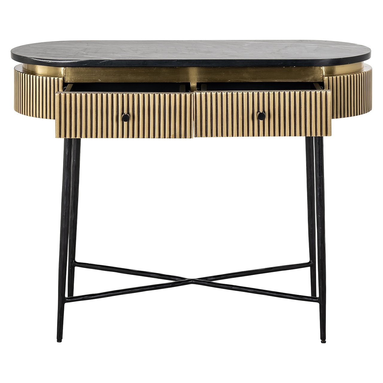 Richmond Sidetable 'Ironville' Marmer en Brass, 100cm