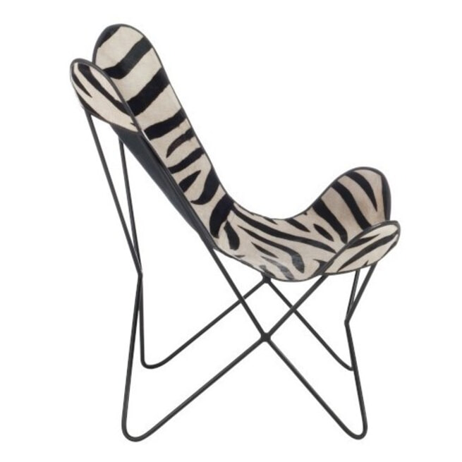 J-Line Vlinderstoel 'Blondina' Zebra, kleur Zwart / Wit
