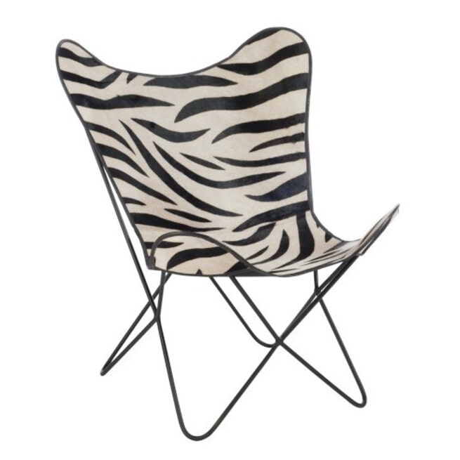 J-Line Vlinderstoel 'Blondina' Zebra, kleur Zwart / Wit