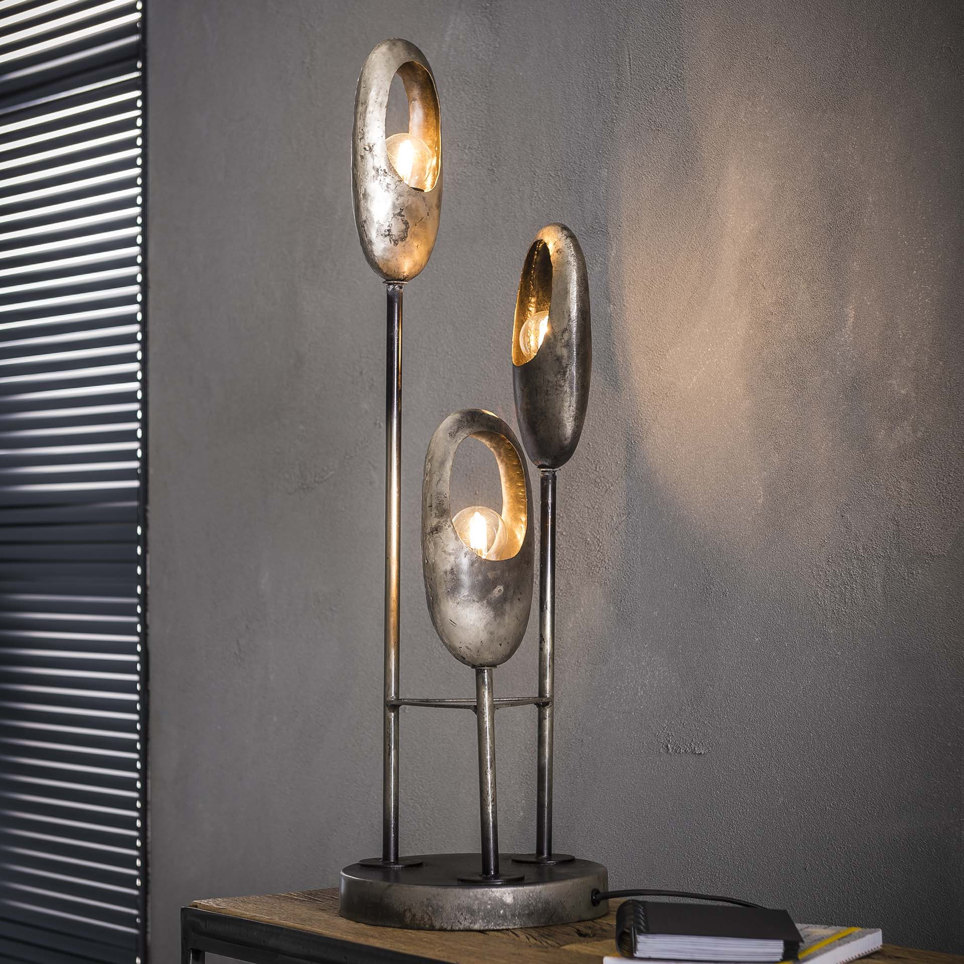 Tafellamp Loretta, 3-lamps, 69cm - Oud Zilver