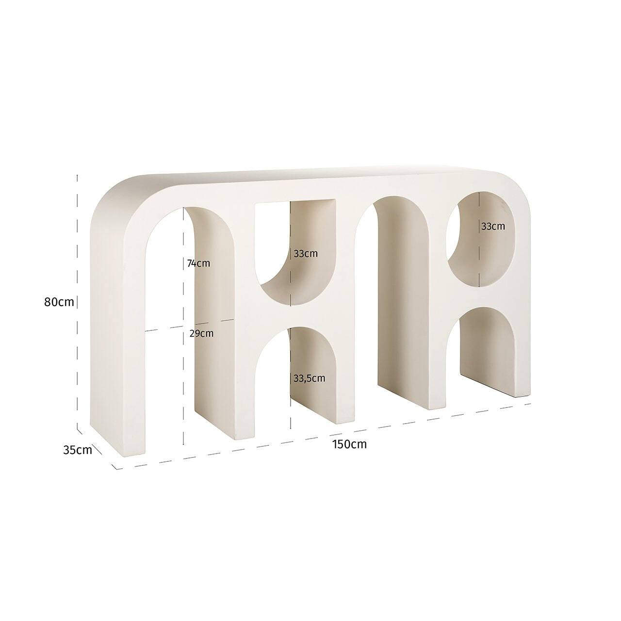 Richmond Sidetable 'Bloomstone' 150 x 35cm, kleur Wit