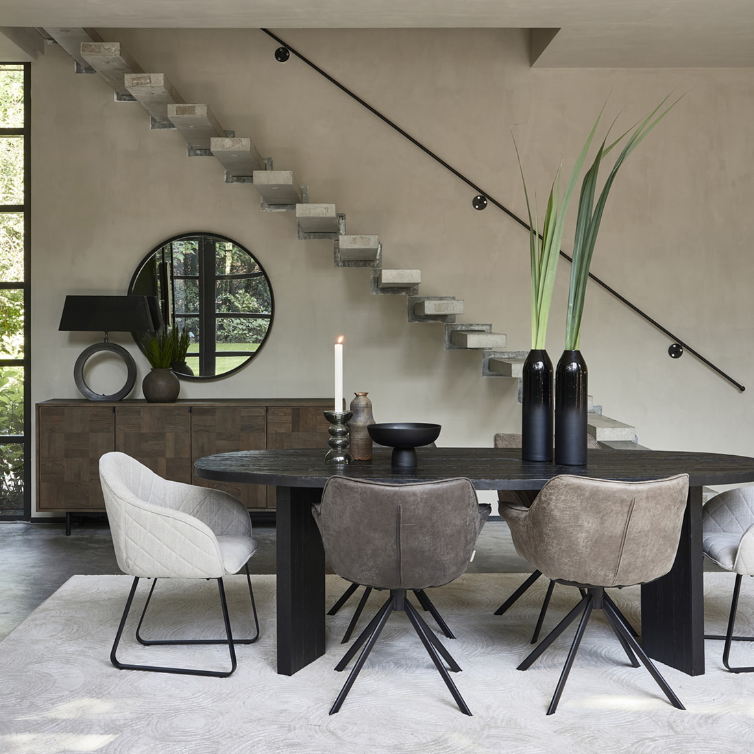 Rivièra Maison Draaibare Eetkamerstoel 'Carnaby' Pellini, kleur Espresso