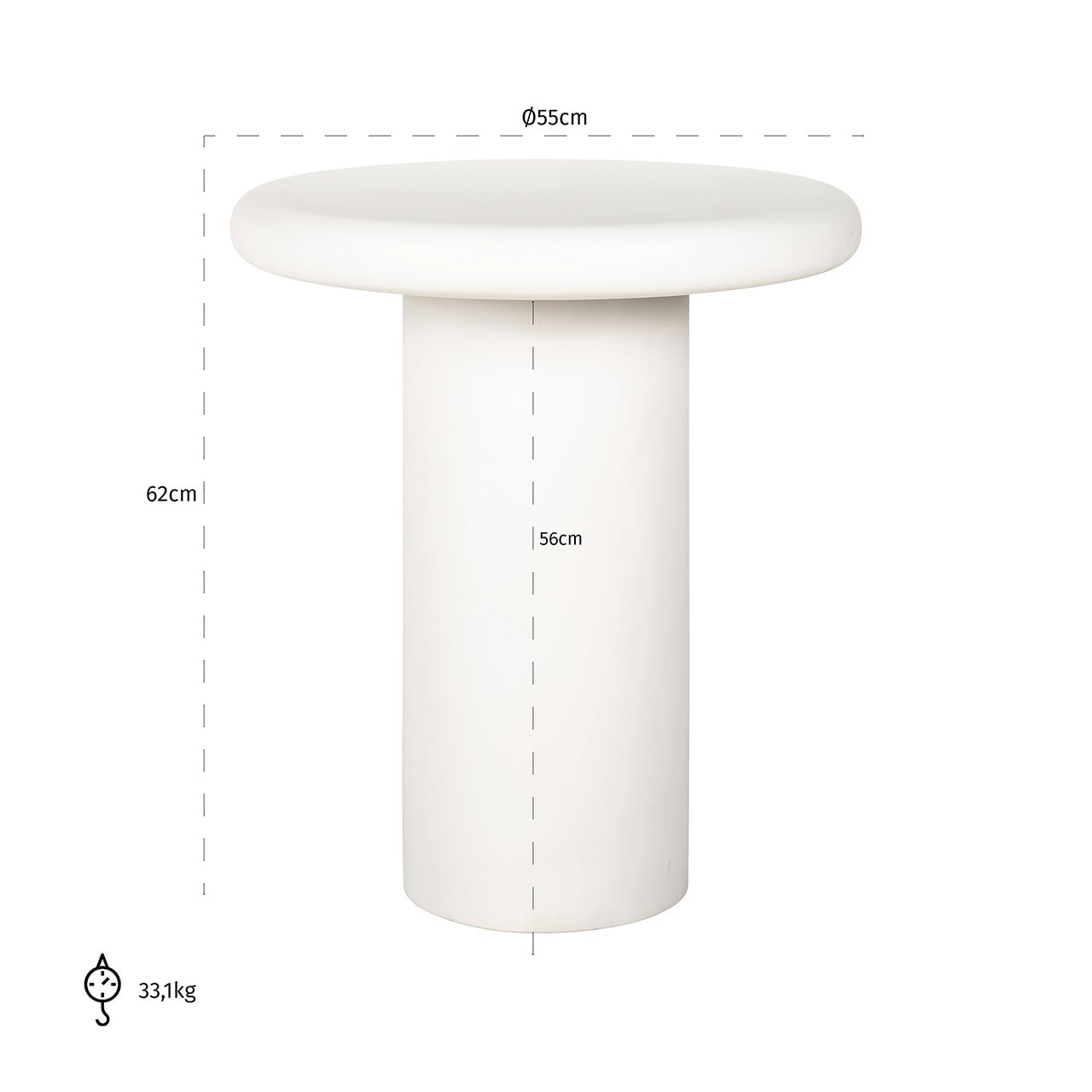 Richmond Bijzettafel 'Bloomstone' 55cm, kleur Wit