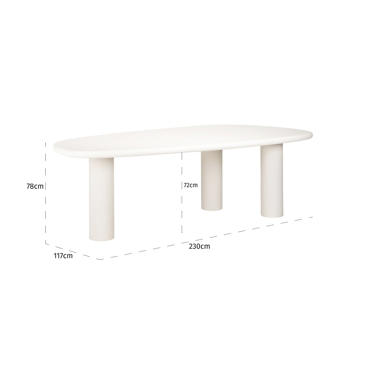Richmond Organische Eettafel 'Bloomstone' 230 x 117cm, kleur Wit