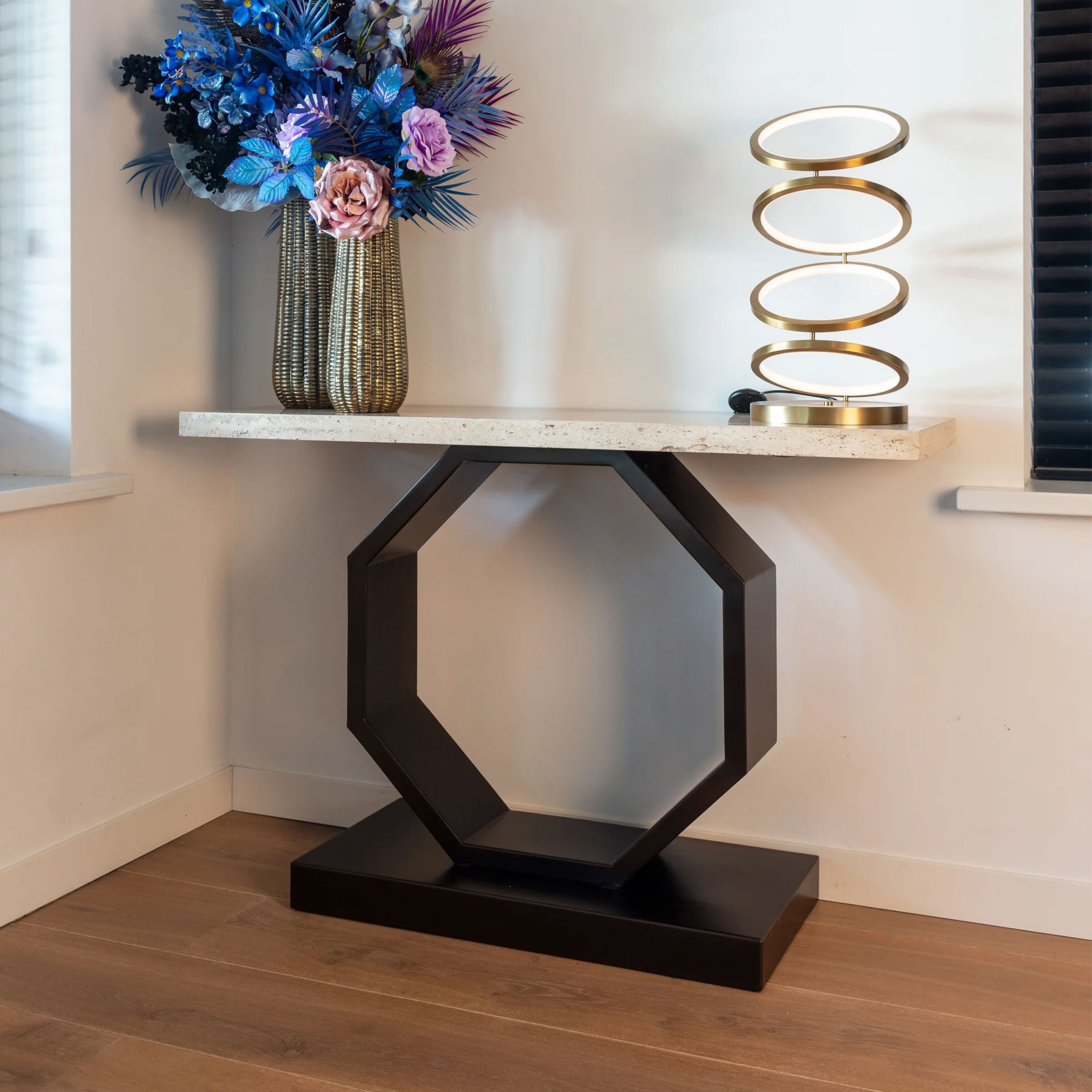 Richmond Sidetable Avalon Travertin, 130cm - Brons