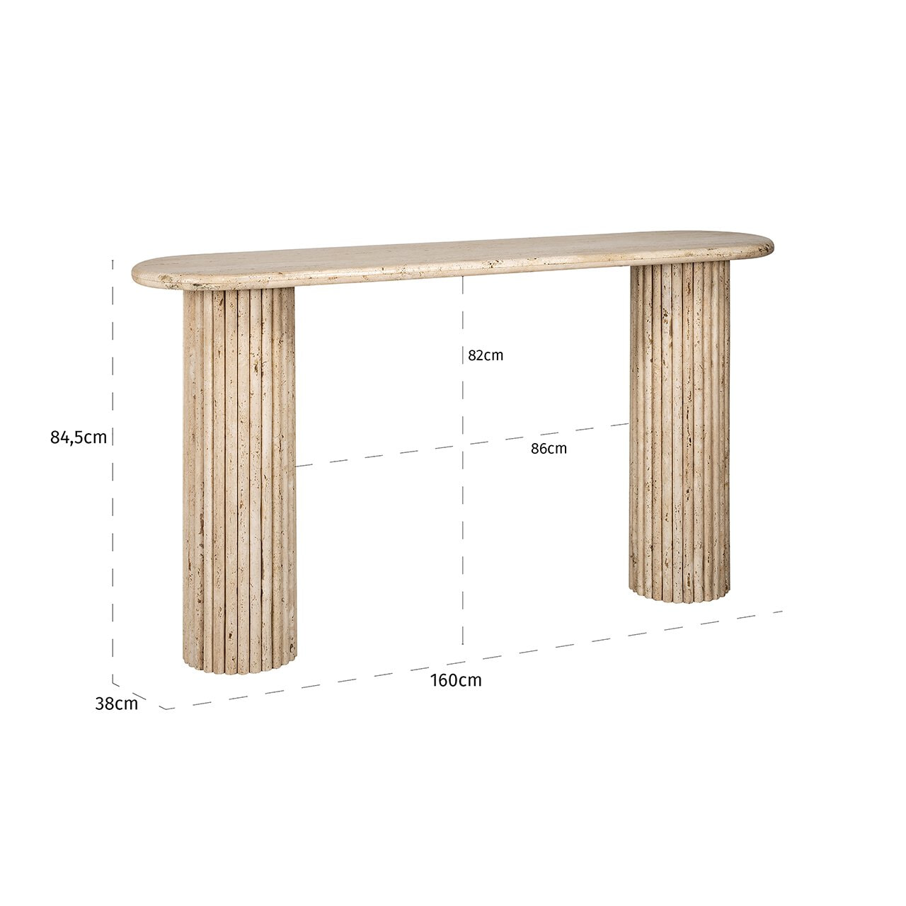 Richmond Sidetable 'La Cantera' 160 x 38cm, Travertin