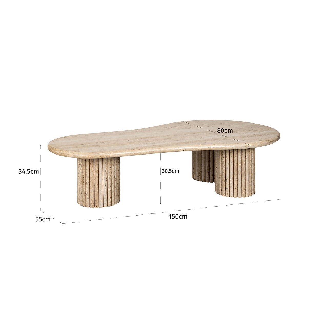Richmond Organische Salontafel 'La Cantera' 150 x 80cm, travertin