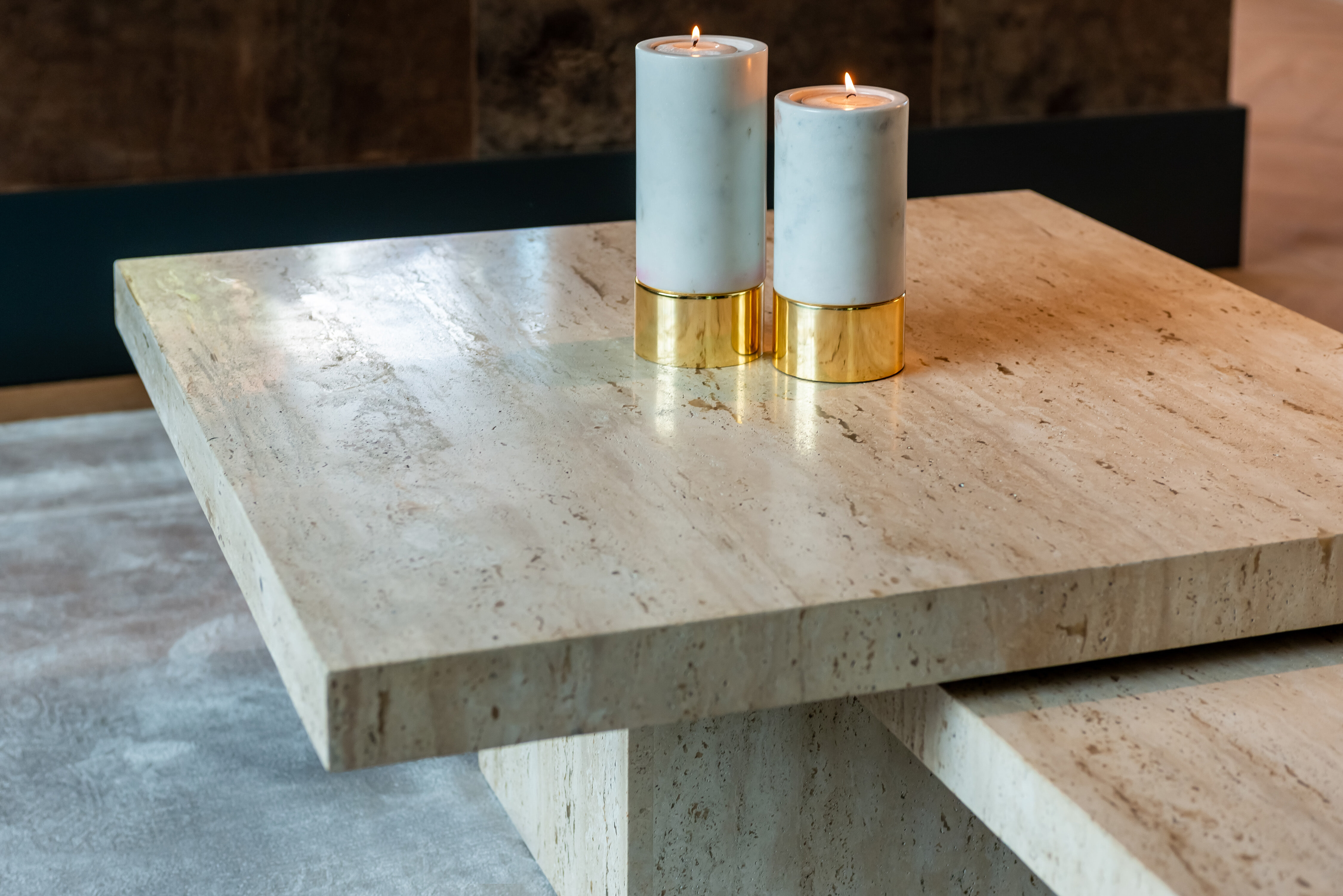 Richmond Salontafel 'La Cantera' Travertin, Set van 2 stuks, 80cm