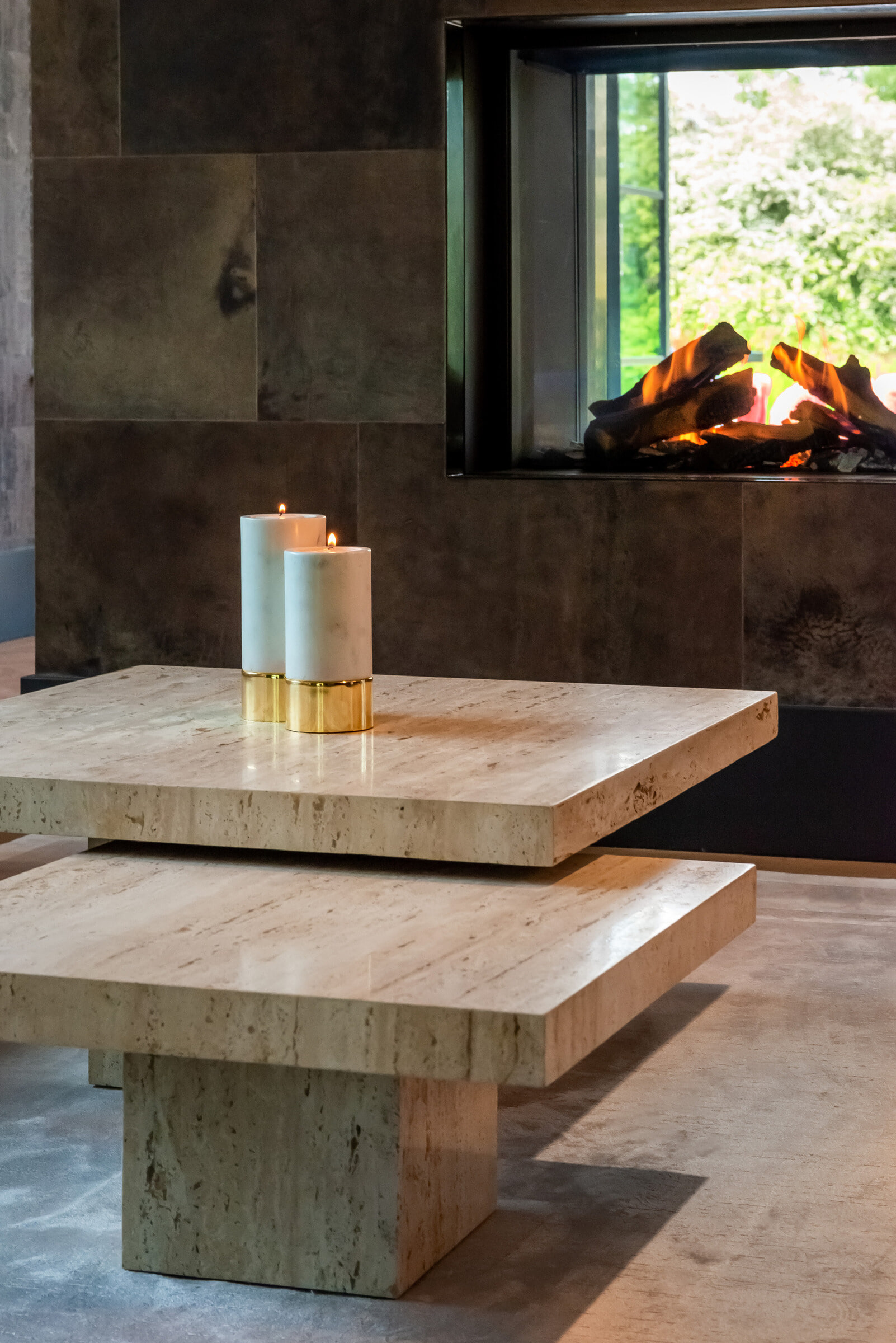 Richmond Salontafel 'La Cantera' Travertin, Set van 2 stuks, 80cm
