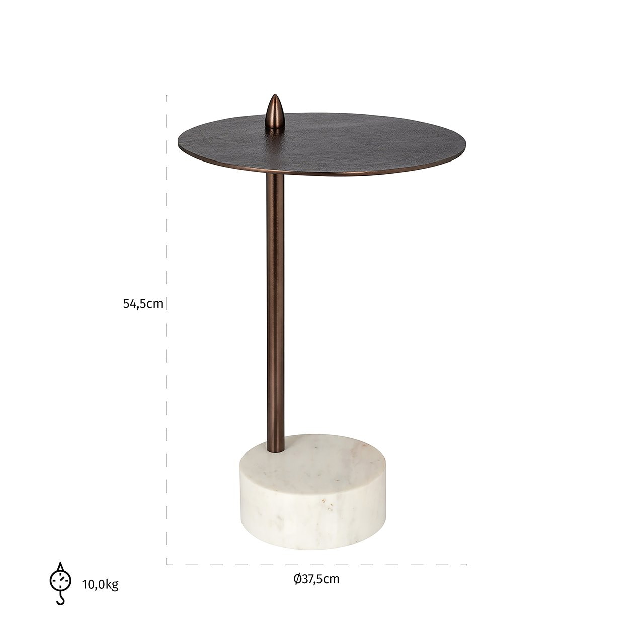 Richmond Bijzettafel 'Barron' Marmer, 37cm