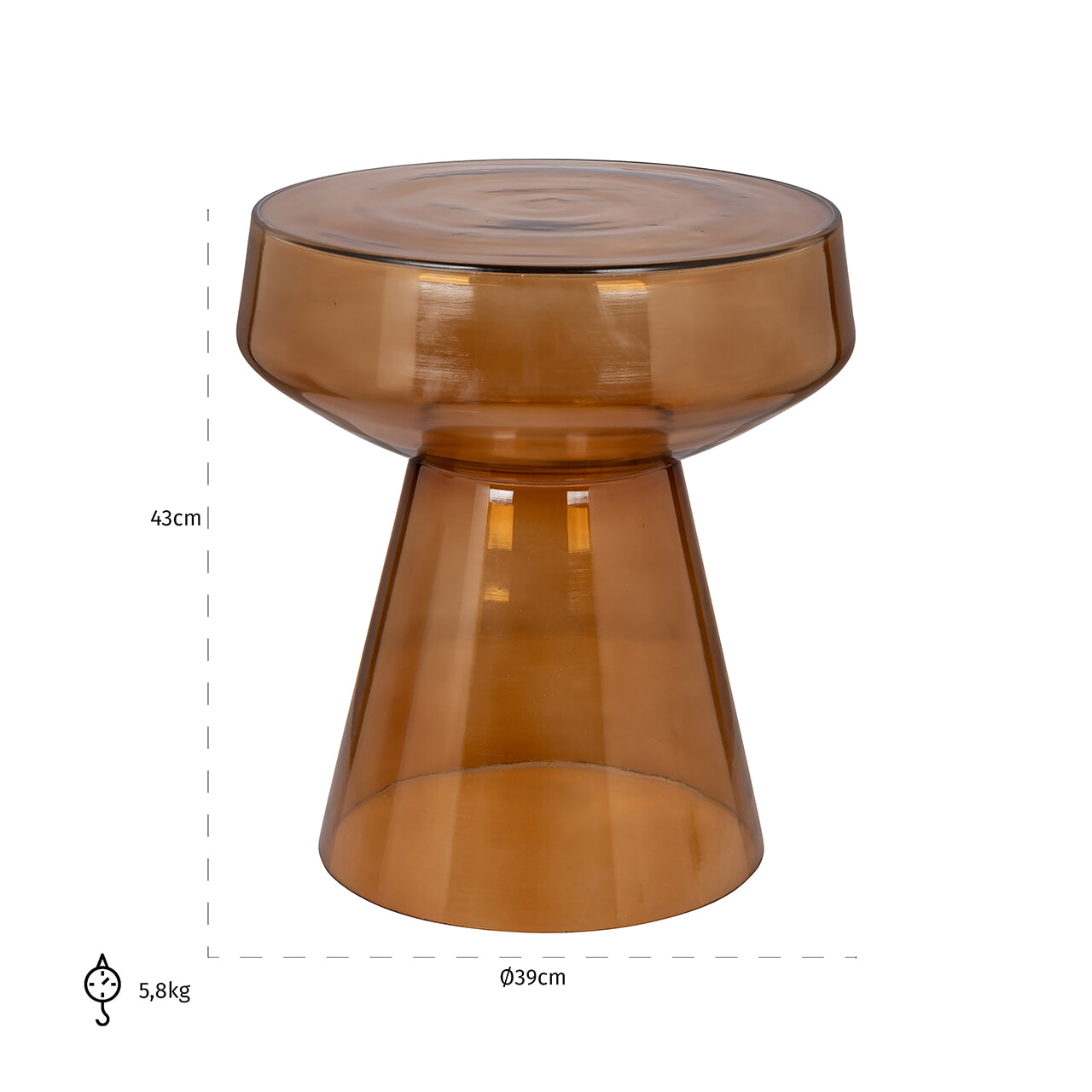 Richmond Bijzettafel 'Bowen' Glas, 39cm