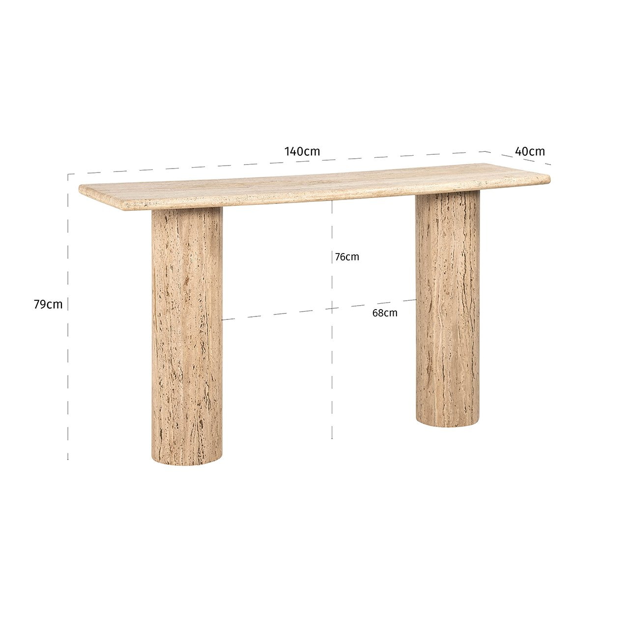 Richmond Sidetable 'Hampton' Travertin, 140cm