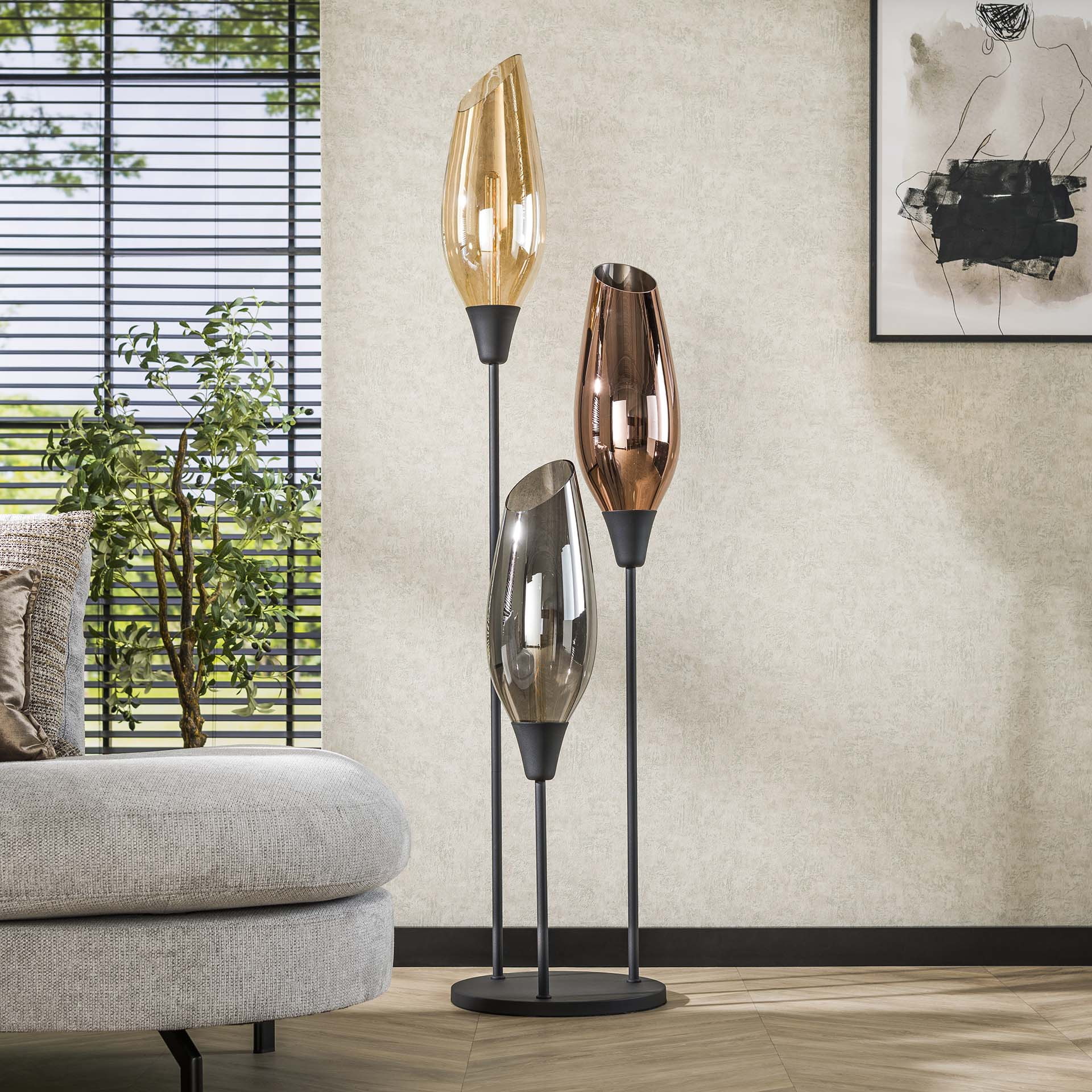 LifestyleFurn Vloerlamp 'Luvia' Gemixt glas, 178cm hoog
