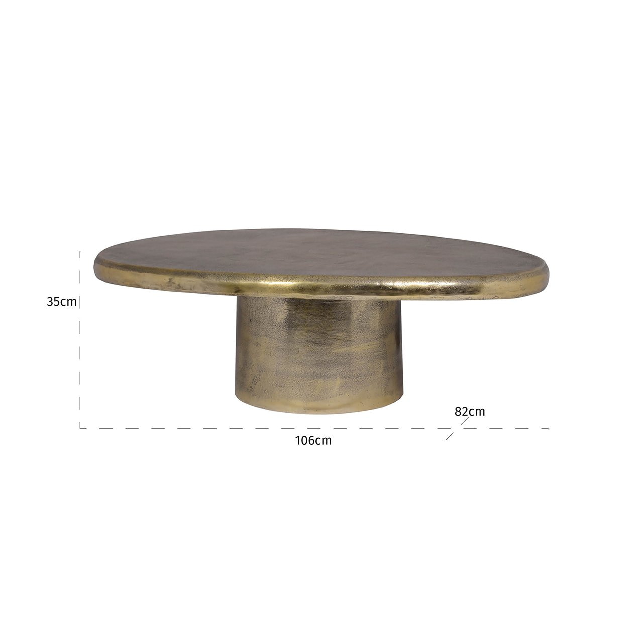 Richmond Organische Salontafel 'Pulitzer' 106 x 82cm, Brushed Gold