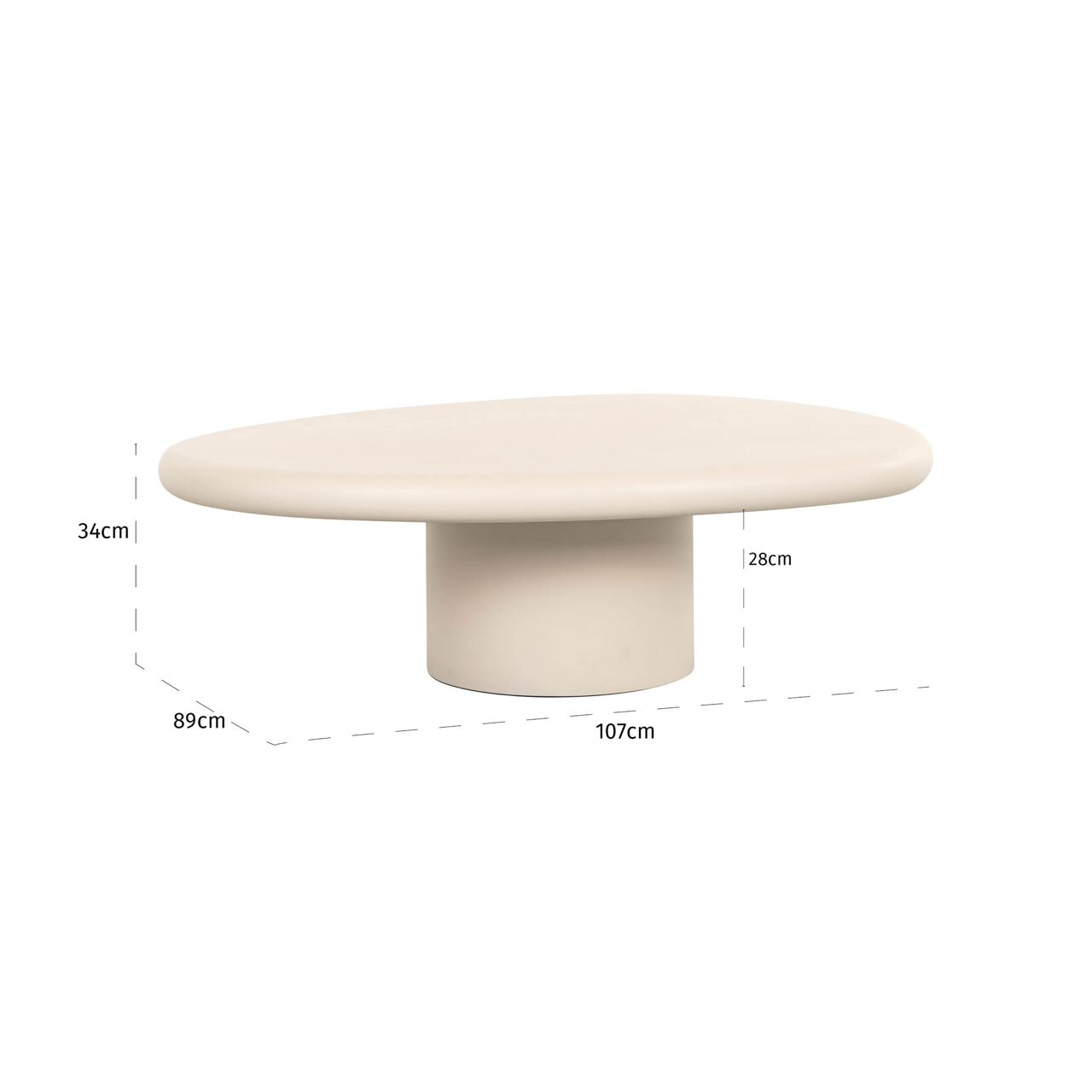 Richmond Organische Salontafel 'Clayton' 107 x 89cm, kleur Beige