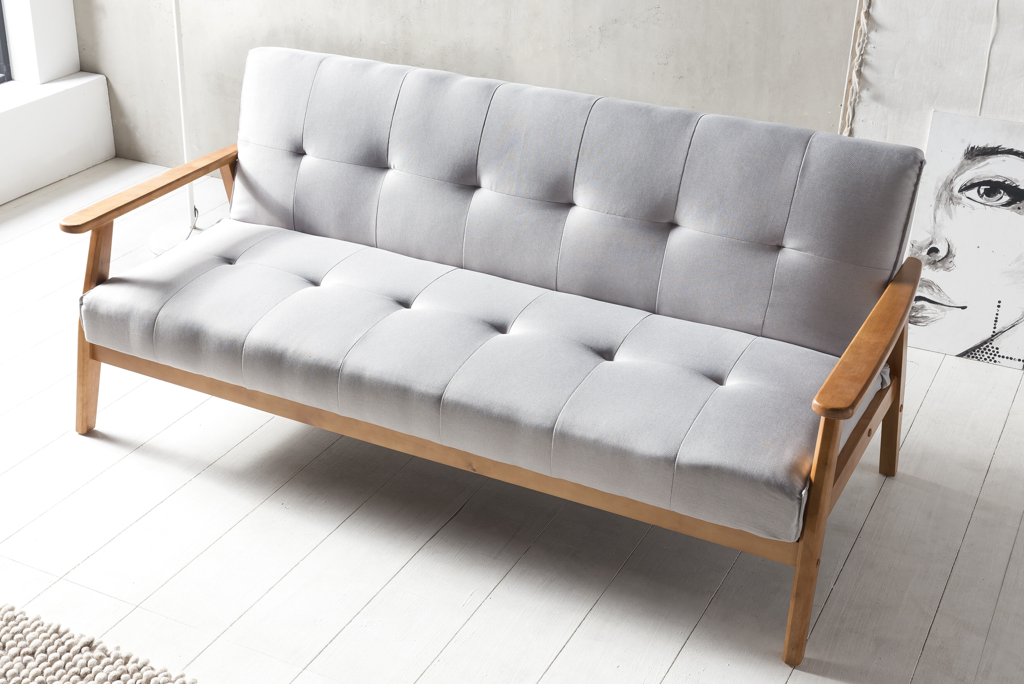 Artistiq Slaapbank 'Lilly' Velvet, 190cm, kleur Lichtgrijs