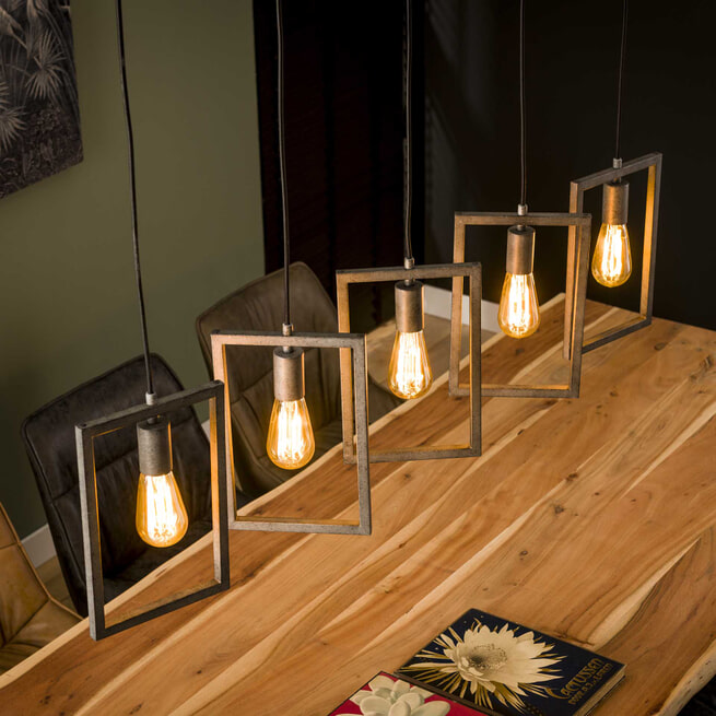 Hanglamp 'Danielle' Oud zilver, 5-lamps