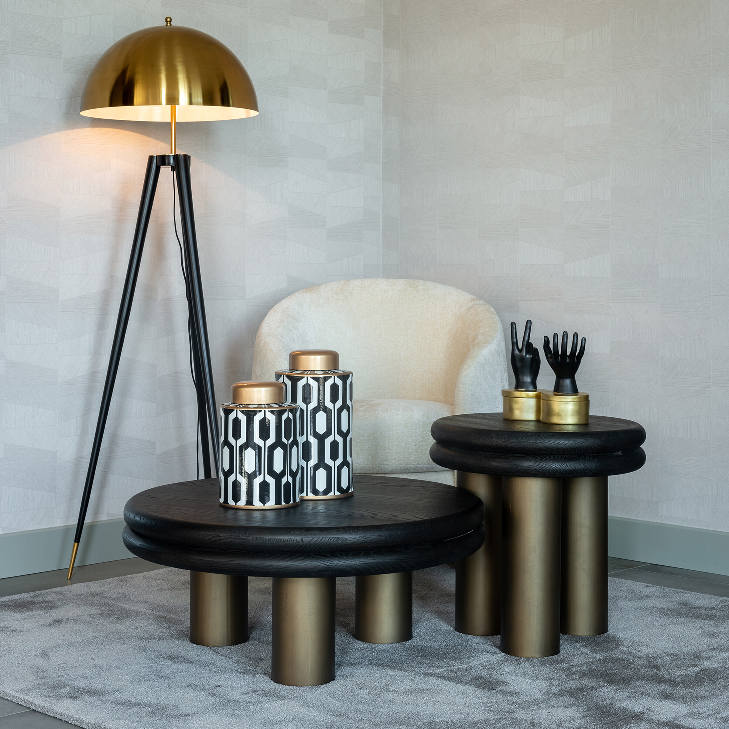 Richmond Salontafel 'Macaron' Eikenhout en metaal, 80cm